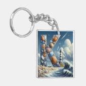 Ocean Seashore Vuurtoren Zeilboot Monogram K Sleutelhanger (Voorkant Links)