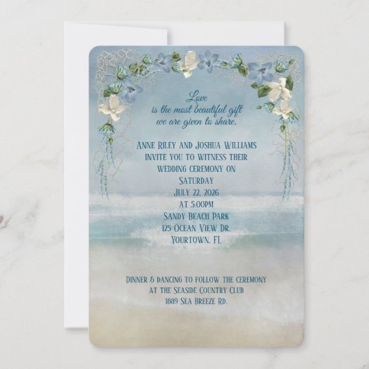 Ocean Seashore Wedding Kaart (Voorkant)