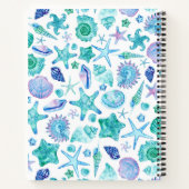 Ocean Seaside Shells en Starfish Monogrammed Notitieboek (Achterkant)