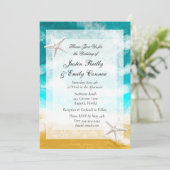 Ocean Seaside Turquoise Waves Coastal Wedding Invi Kaart (Staand voorkant)