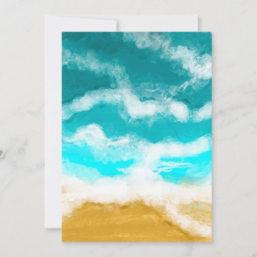 Ocean Seaside Turquoise Waves Coastal Wedding Invi Kaart (Achterkant)