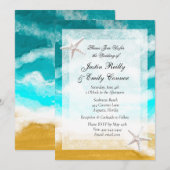 Ocean Seaside Turquoise Waves Coastal Wedding Invi Kaart (Voorkant / Achterkant)