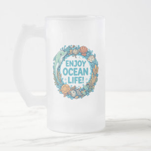 Ocean Serenity Frosted Glass-Mok: omarm de golf Matglas Bierpul