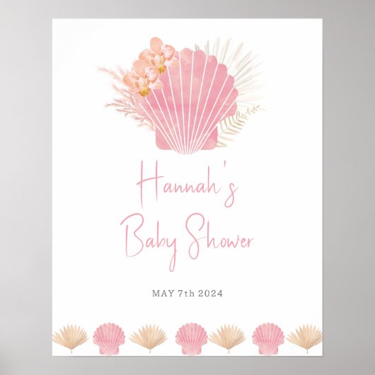 Ocean Shell Baby shower Welkomstbord Poster (Voorkant)