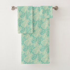 Ocean Shells Sea Waves Abstract Vintage Pattern Bad Handdoek