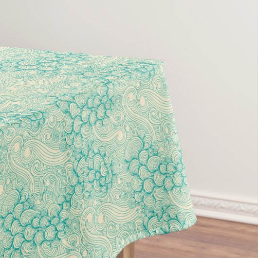 Ocean Shells Sea Waves Abstract Vintage Pattern Tafelkleed (Voorbeeld)