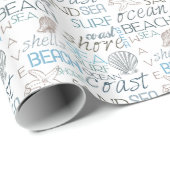 Ocean Shells Starfish Beach Typografie Cadeaupapier (Rol Hoek)