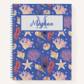 Ocean Shells Zee Urchins Beachcombers Monogramed Notitieboek (Voorkant)