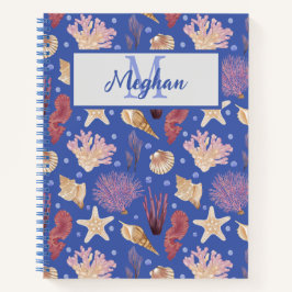 Ocean Shells Zee Urchins Beachcombers Monogramed Notitieboek