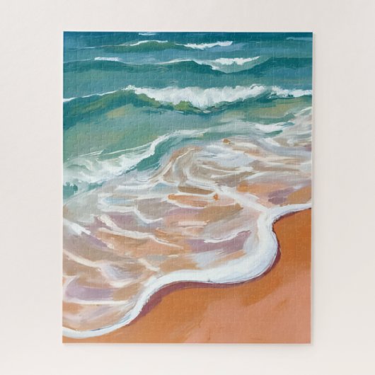 Ocean Shore | Aqua Blue Waves Beach Watercolor Legpuzzel (Verticaal)