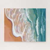 Ocean Shore | Aqua Blue Waves Beach Watercolor Legpuzzel (Horizontaal)