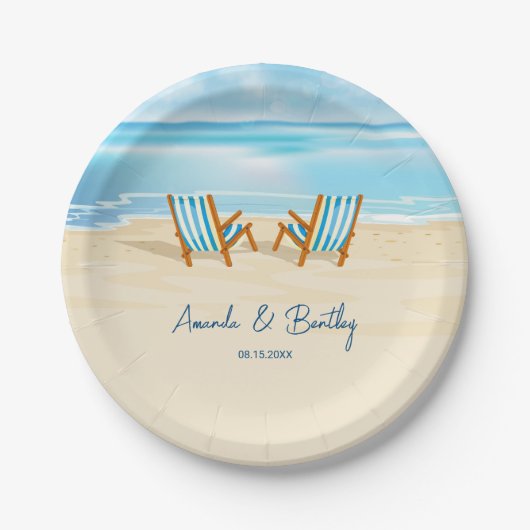 Ocean Shore Beach Chairs Papieren Bordje (Voorkant)