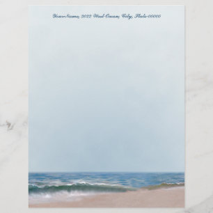 Ocean Shore Beach Letterhead Stationery