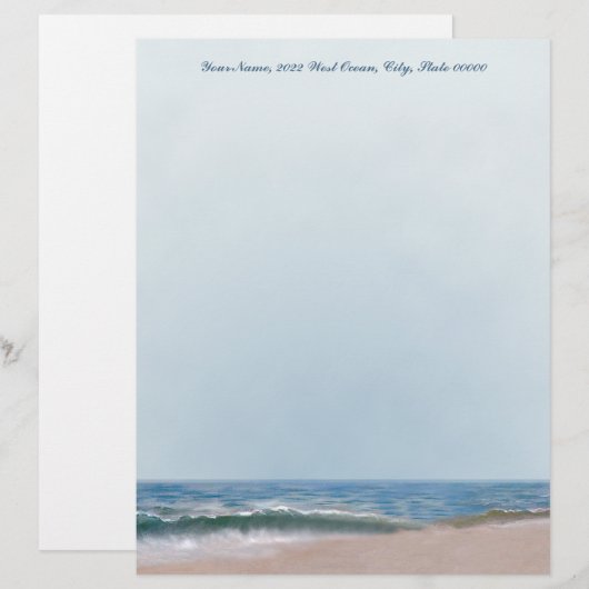 Ocean Shore Beach Letterhead Stationery (Voorkant / Achterkant)
