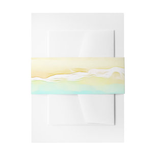 Ocean Shore Blauwgroen Water en Zand Bruiloft Uitnodigingen Wikkel