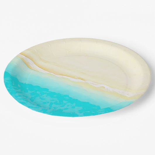 Ocean Shore Blauwgroen Water  papier borden. Papieren Bordje (Gekanteld)