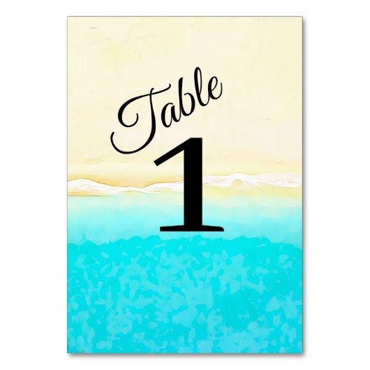 Ocean Shore Blauwgroen Water Weddenband Nummerkaar Kaart (Achterkant)