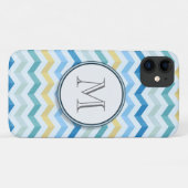 Ocean Shore Chevron Stripes met Round Monogram Case-Mate iPhone Case (Achterkant (horizontaal))