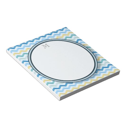 Ocean Shore Chevron Stripes met Round Monogram Notitieblok (Schuin)