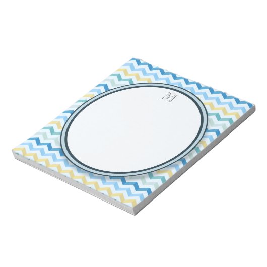Ocean Shore Chevron Stripes met Round Monogram Notitieblok (Linkerzijde)