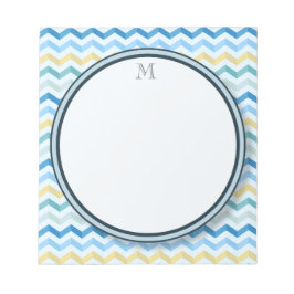Ocean Shore Chevron Stripes met Round Monogram Notitieblok