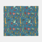 Ocean Shore Rubber Dinghy Fishing Pattern Fleece Deken (Voorkant (Horizontaal))