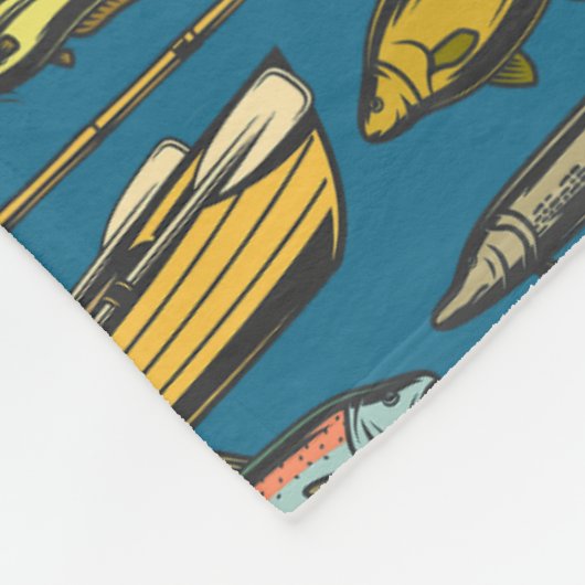 Ocean Shore Rubber Dinghy Fishing Pattern Fleece Deken (Hoek)