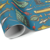 Ocean Shore Rubber Dingy Gevist patroon Cadeaupapier (Rol Hoek)