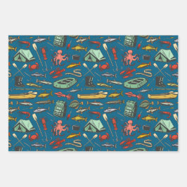 Ocean Shore Rubber Dingy Gevist patroon Inpakpapier Vel