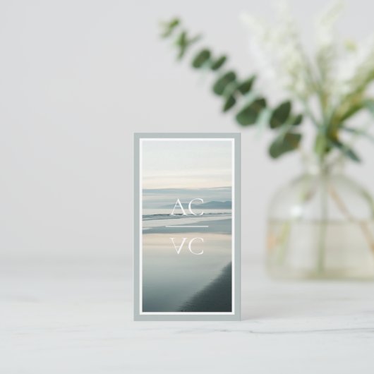 Ocean Shoreline Luxury Monogram Feminine Photo Visitekaartje (Staand voorkant)