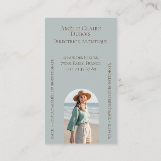 Ocean Shoreline Luxury Monogram Feminine Photo Visitekaartje (Achterkant)