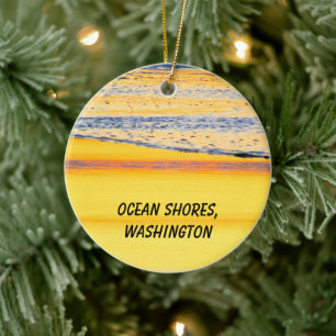 Ocean Shores, WA, Beach Sunset Photo Keramisch Ornament