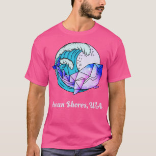 Ocean Shores WA Japanse verf Geometric Orca Kill T-shirt