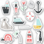 Ocean side cartoon thema x14 sticker (Voorkant)