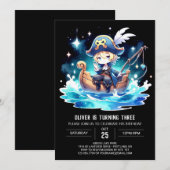 Ocean Simple Pirate Birthday Kaart (Voorkant / Achterkant)