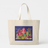 Ocean Siren: lang rood haar Grote Tote Bag (Achterkant)