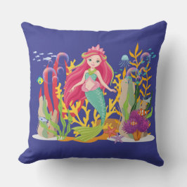 Ocean Siren: lang rood haar Kussen