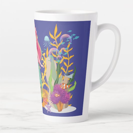 Ocean Siren: lang rood haar Latte Mok (Rechts)