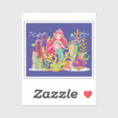 Ocean Siren: lang rood haar Sticker (Vel)