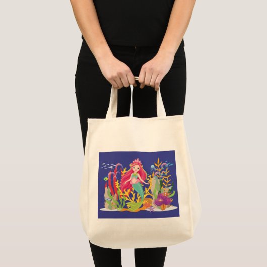 Ocean Siren: lang rood haar Tote Bag (Voorkant (product))
