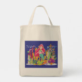 Ocean Siren: lang rood haar Tote Bag (Achterkant)