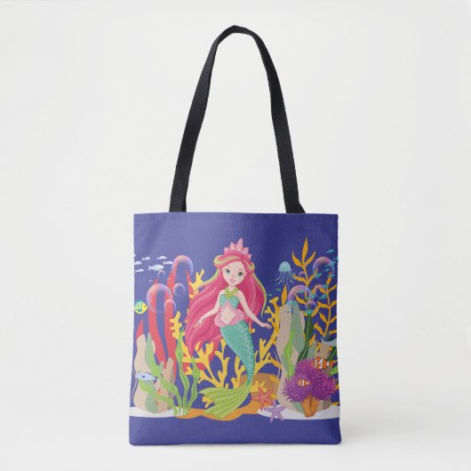 Ocean Siren: lang rood haar Tote Bag (Voorkant)
