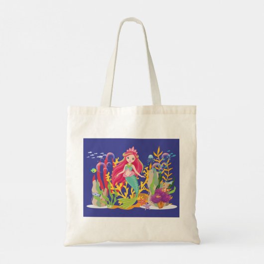 Ocean Siren: lang rood haar Tote Bag (Achterkant)