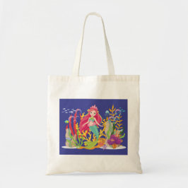 Ocean Siren: lang rood haar Tote Bag