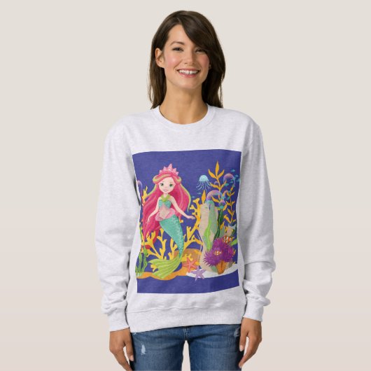 Ocean Siren: lang rood haar Trui (Voorkant volledig)