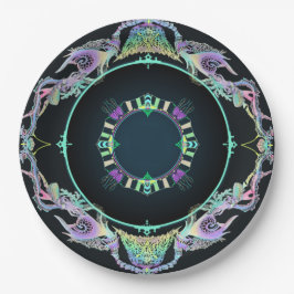 Ocean Sketch in Neon op Black Papieren Bordje