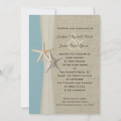 Ocean Sky Blue Burlap en Starfish Beach Wedding Kaart (Achterkant)