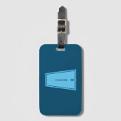 Ocean & Sky Blue Initiaal Monogram Kalligrafie Chi Bagagelabel (Voorkant (verticaal))