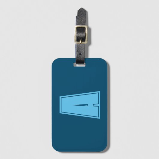 Ocean & Sky Blue Initiaal Monogram Kalligrafie Chi Bagagelabel (Voorkant (verticaal))