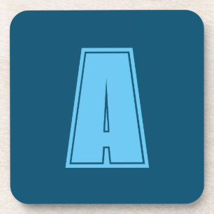 Ocean & Sky Blue Initiaal Monogram Kalligrafie Chi Bier Onderzetter